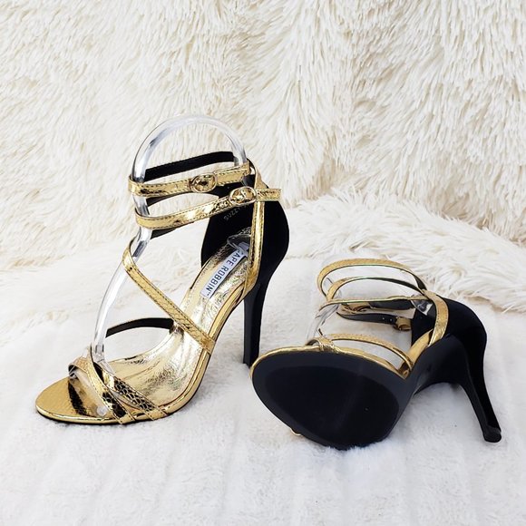 Gold Snake & Black Velvet 4.5" High Heel Sandal - Picture 4 of 4